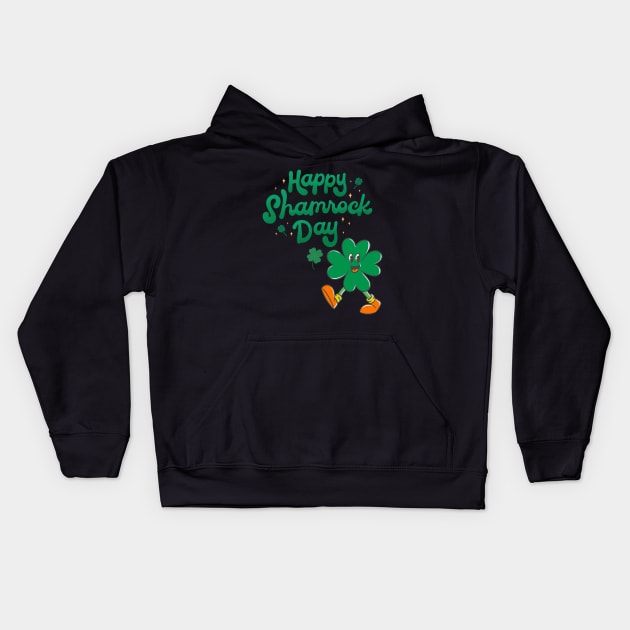 Happy St. Patrick Day - Shamrock Day Kids Hoodie by Qibar Design